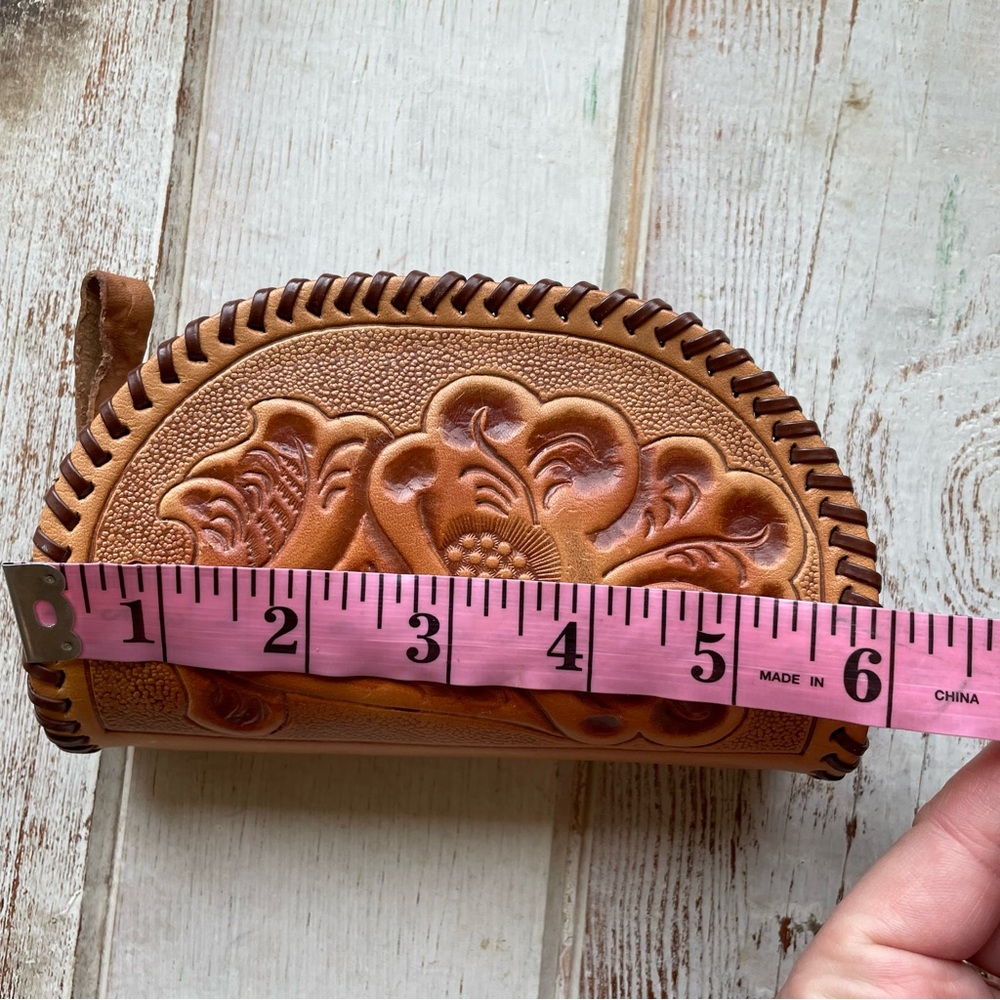 Vintage Handmade Tooled Leather Zip Bag - Picture 11 of 11